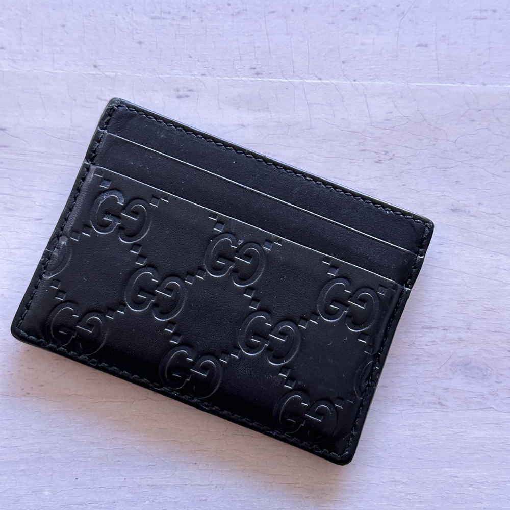 Black Gucci Leather Monogram Cardholder - Picture 7 of 10